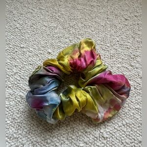 Rainbow Silk Scrunchie 100% silk charmeuse hair tie medium multicolor hand dyed
